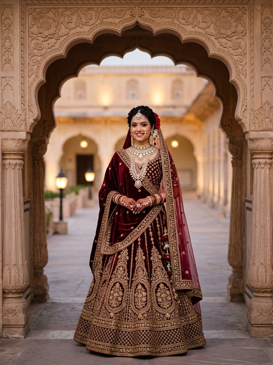 Shehnai - Royal Heritage Velvet Bridal Lehenga